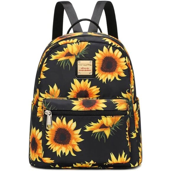 Handbags - Elegant Sunflower Small Backpack Purse with Utility Pocket - Ideal for Gifting